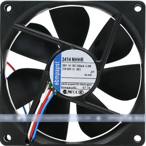 Ebmpapst 3414 NHHR 24V 135mA 3.2W 3wires Cooling Fan